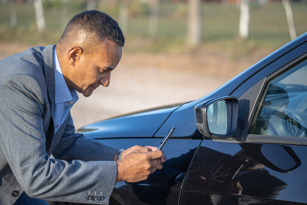 car accidents in Memphis and man documenting the scene to send to car accident lawyer Memphis