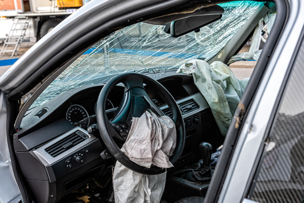 Mississippi car wrecked after car accident on busy road