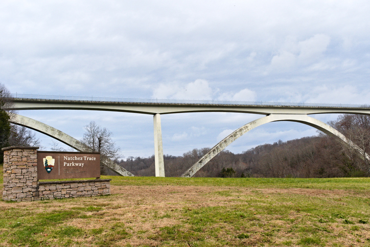 Natchez Trace Parkway Sign and Bridge